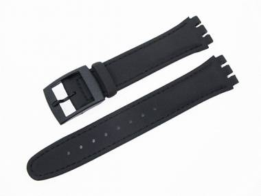 Uhrenarmband f�r Swatch 17mm schwarz Synthetik/Leder glatt - Bild vergr��ern 