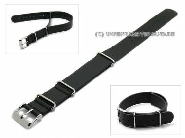 Uhrenarmband 22mm schwarz NATO-Durchzugsband glatt - Bild vergr��ern 