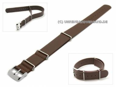 Uhrenarmband 18mm dunkelbraun NATO-Durchzugsband glatt - Bild vergr��ern 