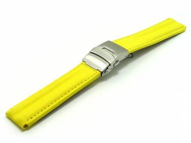 Sportband 18mm gelb Faltschlie�e Synthetik/Leder wasserfest von Eichm�ller - Bild vergr��ern 