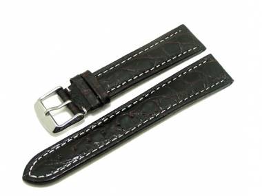 Uhrenarmband 18mm dunkelbraun African-Croco wei�e Naht - Bild vergr��ern 