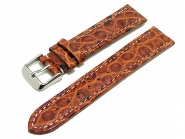 Uhrenarmband 18mm rostbraun African-Croco wei�e Naht - Bild vergr��ern 