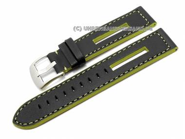 Trendarmband 24mm schwarz sportlich neongr�ne Naht - Bild vergr��ern 