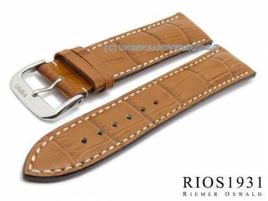 Uhrenarmband XS 20mm braun RIOS Louisiana Alligator-Pr�gung helle Naht (Schlie�enansto� 18 mm) - Bild vergr��ern 