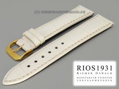 Uhrenarmband XS 22mm wei� RIOS Louisiana Alligator-Pr�gung abgen�ht (Schlie�enansto� 18 mm) - Bild vergr��ern 