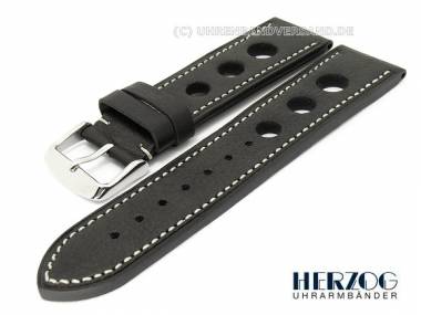 Uhrenarmband 18mm schwarz Racing-Look helle Naht - Bild vergr��ern 