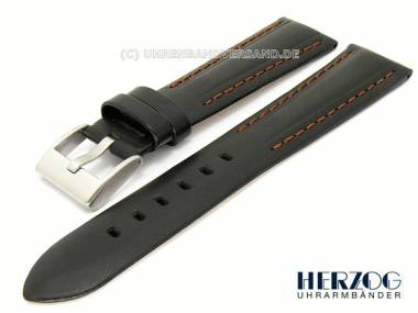 Uhrenarmband XL -Coffee- 22mm schwarz Mittelwulst trendig abgen�ht Herzog (Schlie�enansto� 18 mm) - Bild vergr��ern 