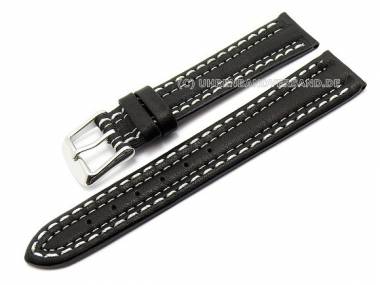 Uhrenarmband 18mm schwarz wei�e Doppelnaht (Schlie�enansto� 16 mm) - Bild vergr��ern 