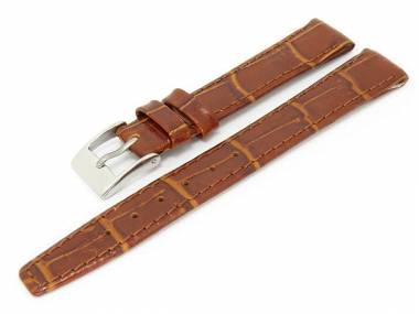Uhrenarmband 12mm fester Steg braun Alligator-Pr�gung gl�nzend - Bild vergr��ern 