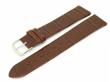 Uhrenarmband 18mm fester Steg XL dunkelbraun Alligator-Pr�gung (Schlie�enansto� 16 mm) - Bild vergr��ern 