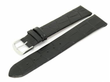 Uhrenarmband 18mm fester Steg XL schwarz Alligator-Pr�gung (Schlie�enansto� 16 mm) - Bild vergr��ern 