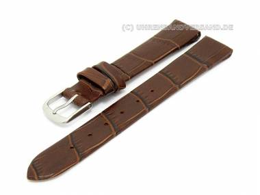 Uhrenarmband 14mm dunkelbraun f�r feste Stege Alligator-Pr�gung (Schlie�enansto� 12 mm) - Bild vergr��ern 