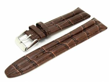 Uhrenarmband -Chrono- 20mm dunkelbraun Alligator-Pr�gung Doppelwulst robust - Bild vergr��ern 