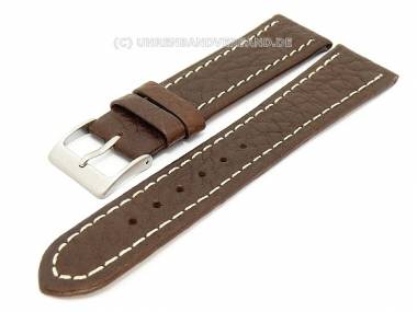 Uhrenarmband 18mm dunkelbraun Schrumpfleder helle Naht - Bild vergr��ern 