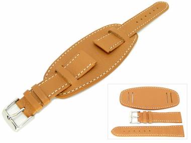 Uhrenarmband -U-Boot- 24mm hellbraun genarbt helle Naht mit Lederunterlage (Schlie�enansto� 22 mm) - Bild vergr��ern 