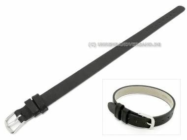 Uhrenarmband 10mm schwarz glatt Leder-Durchzugsband (Schlie�enansto� 10 mm) - Bild vergr��ern 