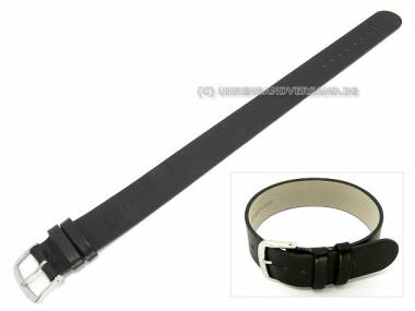 Uhrenarmband 20mm schwarz glatt Leder-Durchzugsband (Schlie�enansto� 20 mm) - Bild vergr��ern 