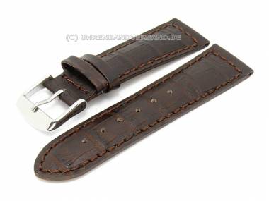 Uhrenarmband XS 20mm dunkelbraun Alligator-Pr�gung robust (Schlie�enansto� 18 mm) - Bild vergr��ern 
