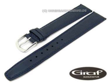 Uhrenarmband -Toledo- 19mm dunkelblau XL fein genarbt von Graf (Schlie�enansto� 16 mm) - Bild vergr��ern 