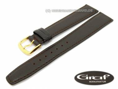 Uhrenarmband -Toledo- 19mm dunkelbraun XL fein genarbt von Graf (Schlie�enansto� 16 mm) - Bild vergr��ern 