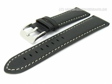 Uhrenarmband -Bregenz- 18mm schwarz echt Leder helle Naht (Schlie�enansto� 16 mm) - Bild vergr��ern 