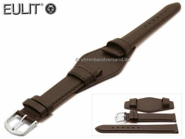 Uhrenarmband 18mm dunkelbraun EULIT mit Lederunterlage - Bild vergr��ern 