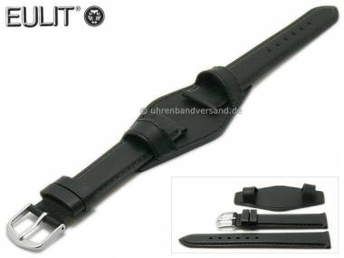 Uhrenarmband 18mm schwarz EULIT mit Lederunterlage - Bild vergr��ern 