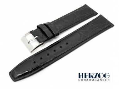 Uhrenarmband 16mm schwarz von Herzog Kroko-Pr�gung - Bild vergr��ern 