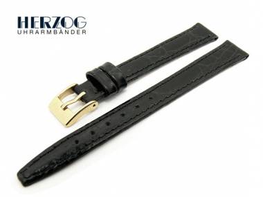 Uhrenarmband 12mm schwarz von Herzog Kroko-Pr�gung - Bild vergr��ern 
