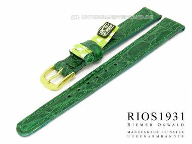 Uhrarmband 10mm forstgr�n RIOS echt Krokodil (Schlie�enansto� 08 mm) - Bild vergr��ern 