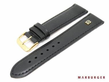 Uhrenarmband 16mm schwarz glatte Oberfl�che mit Logo gold Original Marburger - Bild vergr��ern 