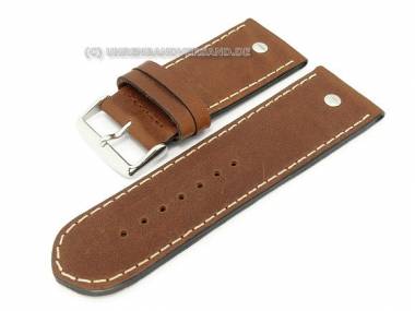 Uhrenarmband 32mm braun (natur) Birkenstock -Chrono Matt- glatt mit Zierschrauben - Bild vergr��ern 