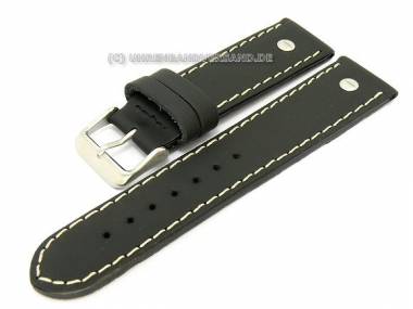 Uhrenarmband 24mm schwarz Birkenstock -Chrono Matt- glatt mit Zierschrauben - Bild vergr��ern 