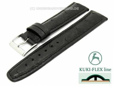Uhrenarmband 20mm schwarz echt Strau� mit Kuki Flex-Patent abgen�ht von KUKI (Schlie�enansto� 18 mm) - Bild vergr��ern 