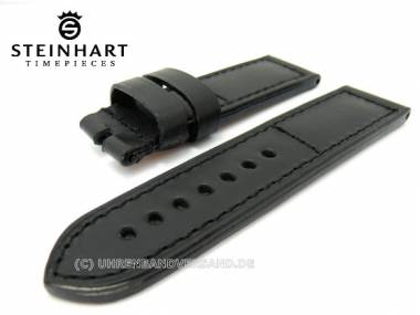 Uhrenarmband STEINHART 24mm schwarz Juchtenleder glatt abgen�ht (Schlie�enansto� 24 mm) - Bild vergr��ern 