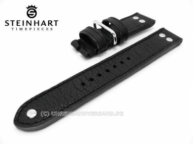 Uhrenarmband STEINHART 22mm schwarz B�ffelleder genarbt mit Nieten (Schlie�enansto� 22 mm) - Bild vergr��ern 