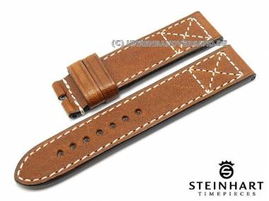 Uhrenarmband STEINHART XL 24mm braun Vintage-Look helle Naht (Schlie�enansto� 24 mm) - Bild vergr��ern 