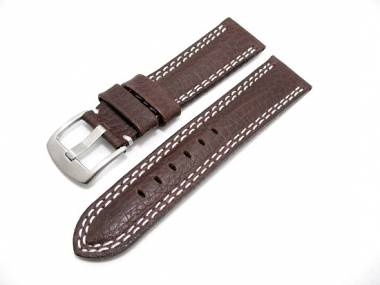 Uhrenarmband 24mm dunkelbraun wei�e Doppelnaht (Schlie�enansto� 22 mm) - Bild vergr��ern 