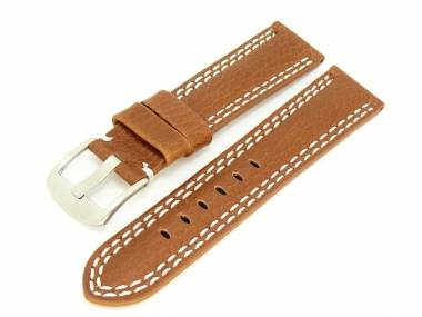 Uhrenarmband 22mm braun wei�e Doppelnaht (Schlie�enansto� 20 mm) - Bild vergr��ern 