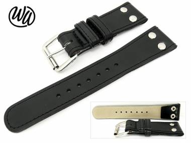 Uhrenarmband 26mm schwarz Fliegerbandoptik robust genietet - Bild vergr��ern 
