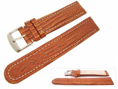 Uhrenarmband 24mm rotbraun Teju-Pr�gung Wulst wei�e Naht (Schlie�enansto� 22 mm) - Bild vergr��ern 