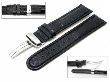 Uhrenarmband 24mm schwarz Kippfaltschlie�e Teju (Schlie�enansto� 22 mm) - Bild vergr��ern 