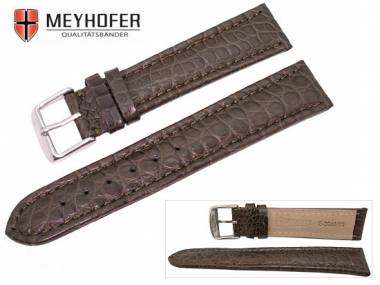 Uhrenarmband -Bern- 20mm dunkelbraun echt Alligator von MEYHOFER (Schlie�enansto� 18 mm) - Bild vergr��ern 