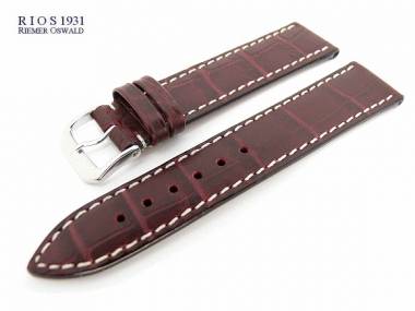 Uhrarmband 22mm bordeaux RIOS Louisiana Alligator-Pr�gung helle Naht (Schlie�enansto� 18 mm) - Bild vergr��ern 
