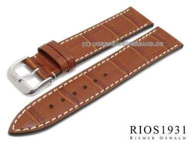 Uhrarmband 19mm mittelbraun RIOS Louisiana Alligator-Pr�gung helle Naht (Schlie�enansto� 16 mm) - Bild vergr��ern 