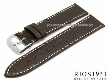 Uhrarmband 19mm dunkelbraun RIOS Louisiana Alligator-Pr�gung helle Naht (Schlie�enansto� 16 mm) - Bild vergr��ern 