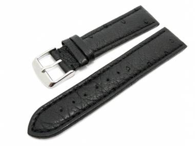Uhrenarmband 20mm schwarz echt Strau� (Schlie�enansto� 18 mm) - Bild vergr��ern 