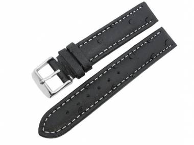 Uhrenarmband 18mm schwarz helle Kontrastnaht echt Strau� (Schlie�enansto� 18 mm) - Bild vergr��ern 