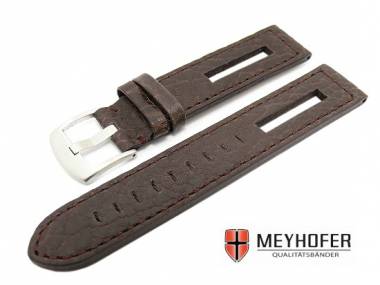 Uhrenarmband -Cordoba- 22mm dunkelbraun genarbt mit Aussparung echt B�ffel von MEYHOFER - Bild vergr��ern 