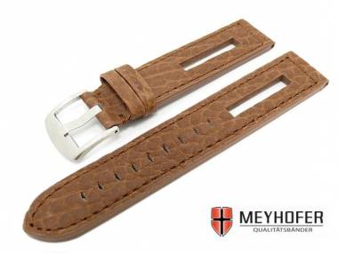 Uhrenarmband -Cordoba- 20mm hellbraun genarbt mit Aussparung echt B�ffel von MEYHOFER - Bild vergr��ern 